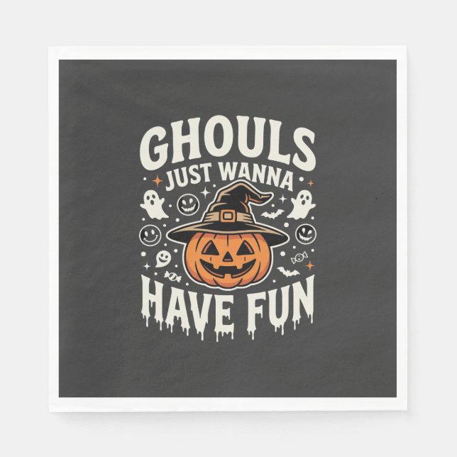 Ghule wollen nur Spaß Halloween-Kürbis Serviette (Vorderseite)