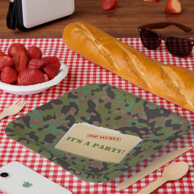 GI Camouflage Top Secret Soldier Party Teller (Picknick)