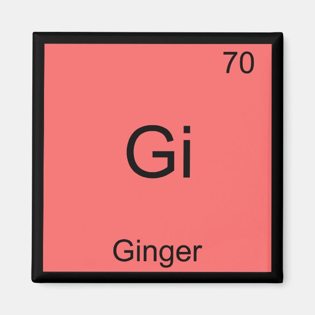 Gi - Ginger Chemie Periodisches Tabellensymbol Magnet (Vorne)