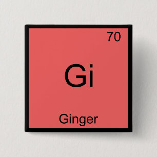 Gi - Ginger Funny Chemistry Element Symbol T - Shi Button