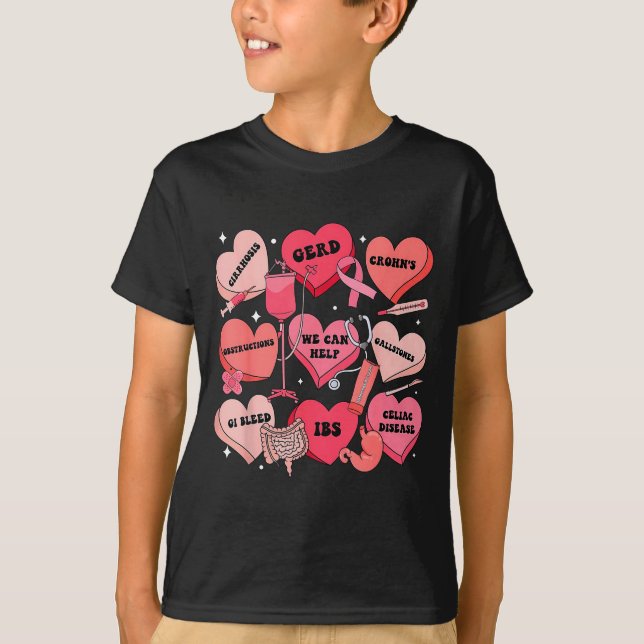 Gi Nurse Valentine Hearts Candy Gastroenterology E T-Shirt (Vorderseite)
