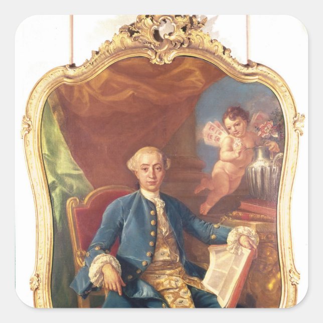 Giacomo Casanova Quadratischer Aufkleber (Vorderseite)