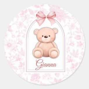 Gianna Benutzerdefiniertes rosa Teddy-Bär-Kinder Runder Aufkleber