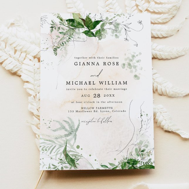 GIANNA Boho Ethereal Greenery Vintage Chic Wedding Einladung (Von Creator hochgeladen)