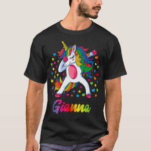 Gianna Dabbing Unicorn Rainbow Personalisiert Name T-Shirt