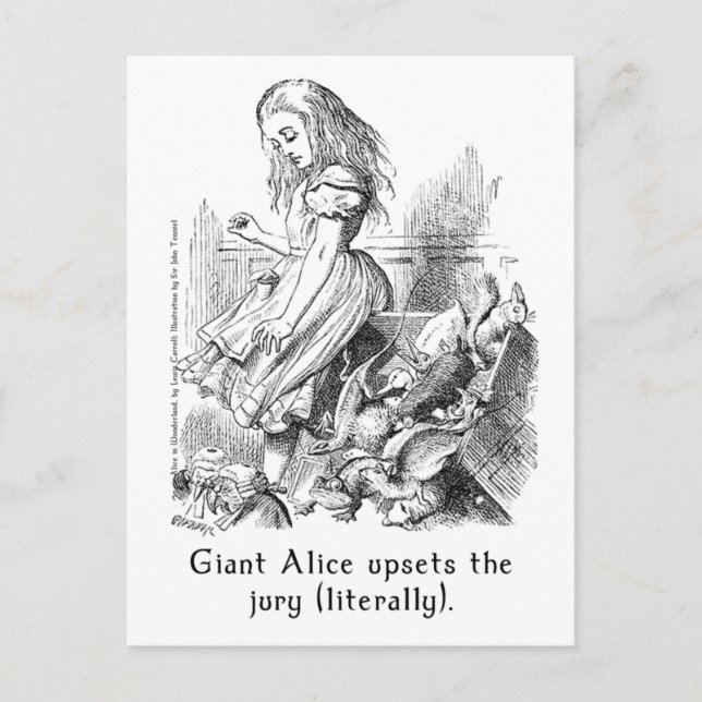 Giant Alice macht die Jury (buchstäblich) auf den  Postkarte (Vorderseite)