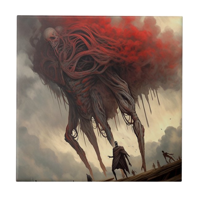 Giant Alien Walking Science Fiction Horror Kunst Fliese (Vorderseite)