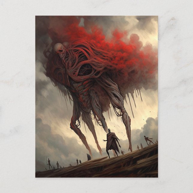 Giant Alien Walking Science Fiction Horror Kunst Postkarte (Vorderseite)