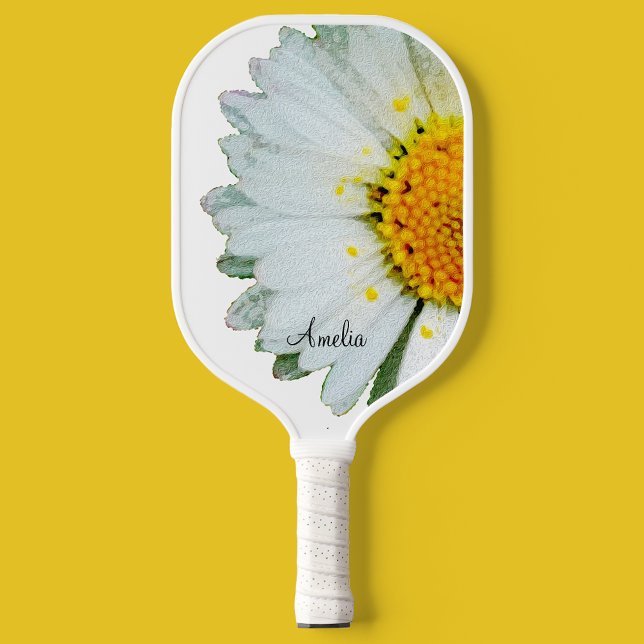 Giant Daisy Personalisiert Pickleball Paddle (Turn heads with this stylish giant daisy pickleball bat. )