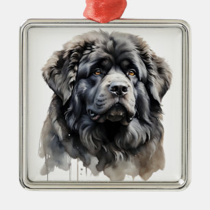GIANT FLUFFY TIBETAN MASTIFF HUND ORNAMENT AUS METALL