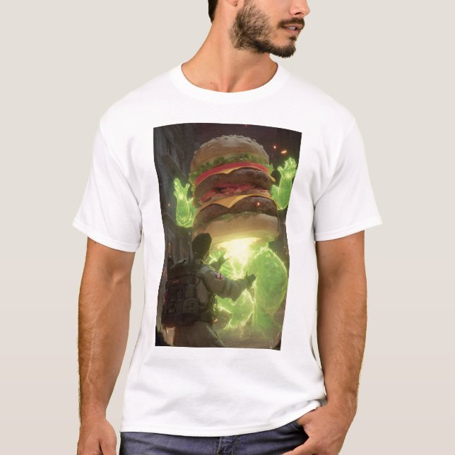 Giant Ghost Burger Attack T-Shirt - Funny Paranorm (Vorderseite)