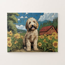 Giant Labradoodle auf dem Bauernhof Puzzle