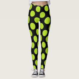 Giant Lime Green Polkadots on Black Leggings