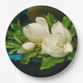 Giant Magnolias auf einem blauen Samttuch (Heade) Pappteller