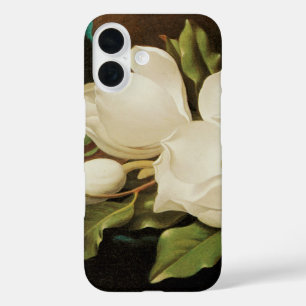 Giant Magnolias auf einem blauen Samttuch von MJ H iPhone 16 Hülle