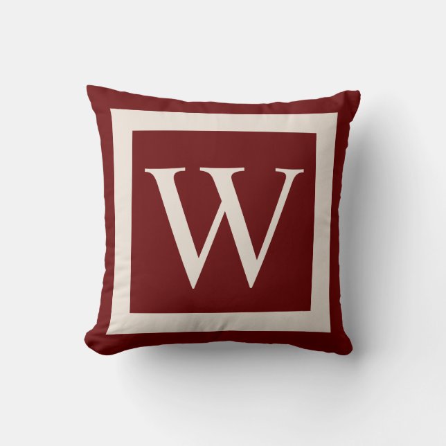 Giant Monogram auf burgundy Red Background Kissen (Vorderseite)