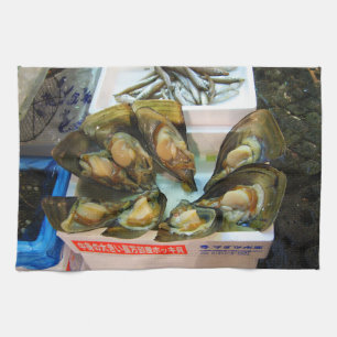 Giant Mussels Tsukiji Fish Market, Tokio, Japan Geschirrtuch