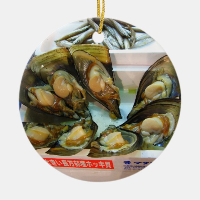Giant Mussels Tsukiji Fish Market, Tokio, Japan Keramik Ornament (Vorne)