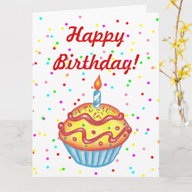 Giant Oversified Cupcake Happy Birthday Card Karte (Gelbe Blume)