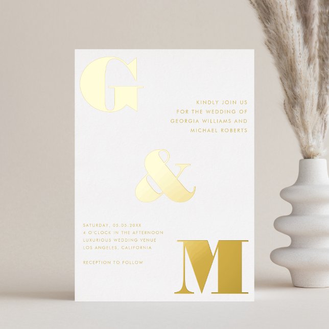 Giant Oversified Text Stylish Monogram Wedding Rea Folieneinladung (Von Creator hochgeladen)