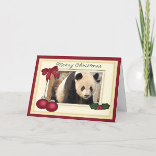 Giant Panda Bear & Baby Panda Christmas Card Feiertagskarte
