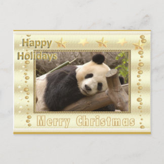 Giant Panda Bear & Baby Panda Christmas Card Feiertagspostkarte