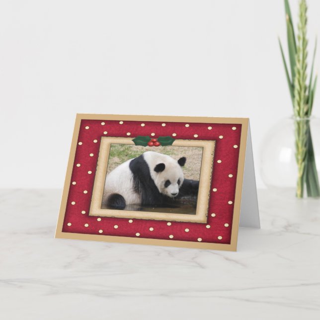 Giant Panda Bear Weihnachtskarte Feiertagskarte (Vorderseite)