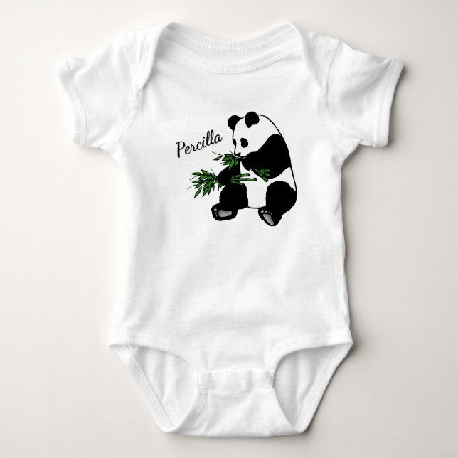 Giant Panda Eats Bamboo Name   Baby Strampler (Vorderseite)