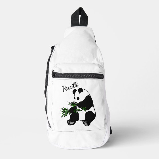 Giant Panda Eats Bamboo Name   Crossbody Bag (Vorderseite)