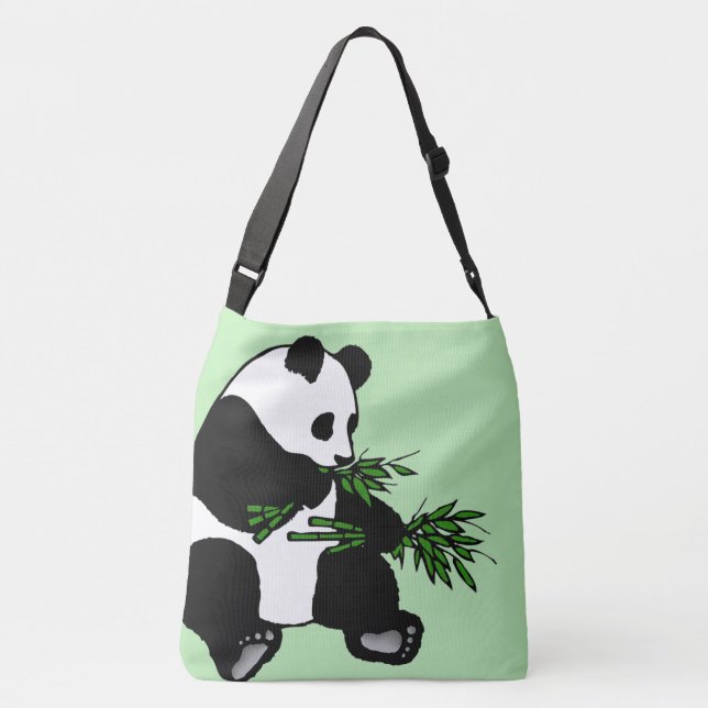 Giant Panda Green Tragetaschen Mit Langen Trägern (Rückseite)