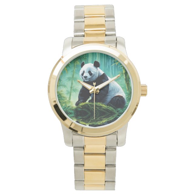 Giant Panda im Bamboo-Wald Armbanduhr (Vorderseite)