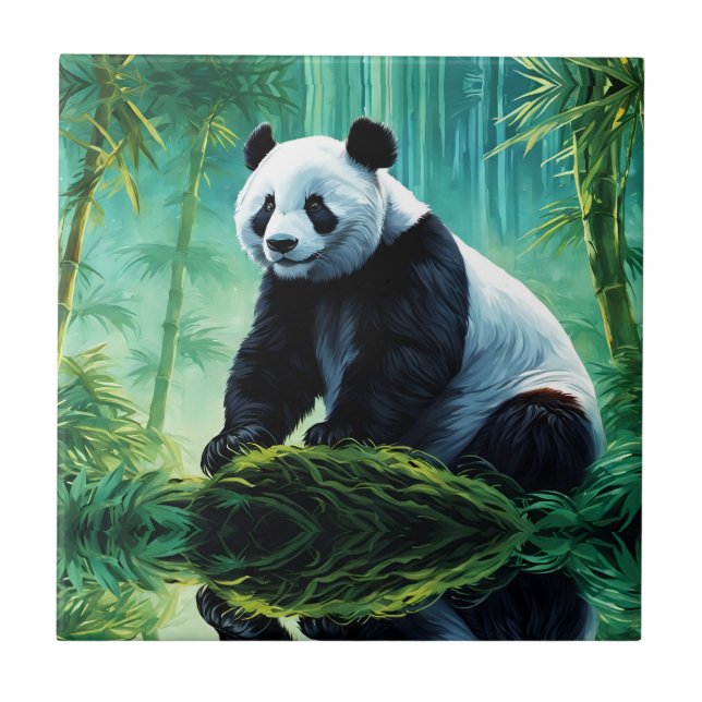Giant Panda im Bamboo-Wald Fliese (Vorderseite)