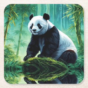 Giant Panda im Bamboo-Wald Rechteckiger Pappuntersetzer