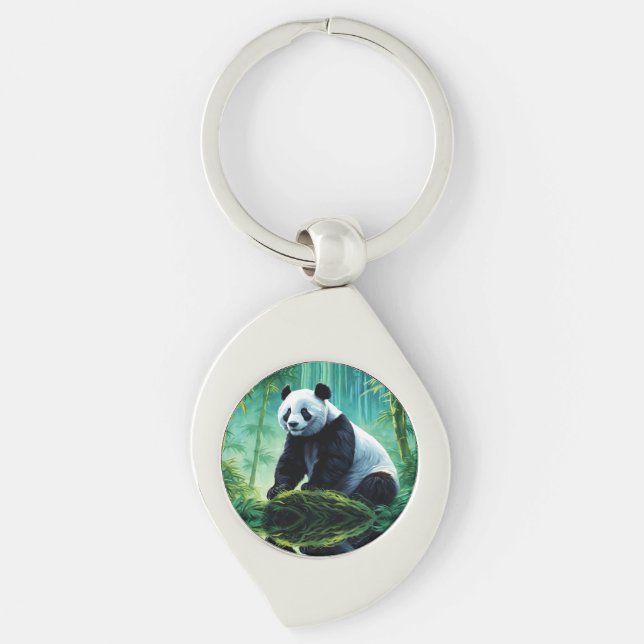 Giant Panda im Bamboo-Wald Schlüsselanhänger (Vorderseite)