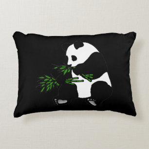 Giant Panda isst Bamboo Black Dekokissen