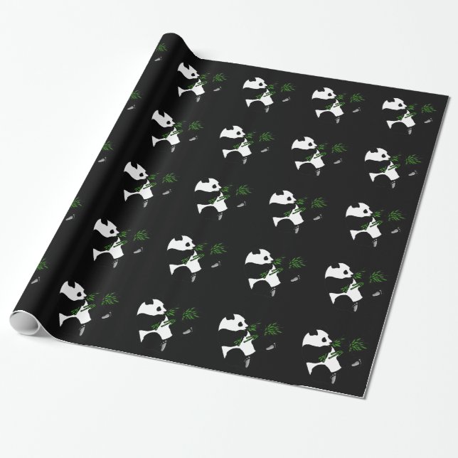 Giant Panda isst Bamboo Black Geschenkpapier (Ungerollt)