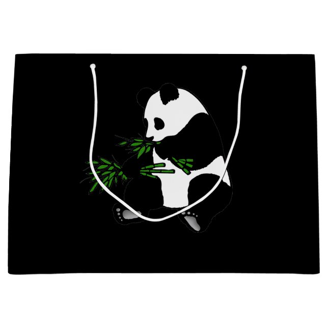 Giant Panda isst Bamboo Black Große Geschenktüte (Vorderseite)