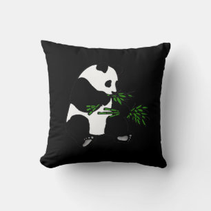 Giant Panda isst Bamboo Black Kissen