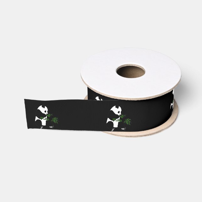 Giant Panda isst Bamboo Black Ripsband (Spule)