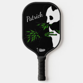 Giant Panda isst Bamboo Name Black Pickleball Schläger