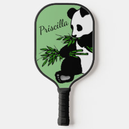 Giant Panda isst Bamboo Name Green Pickleball Schläger