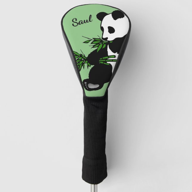 Giant Panda Monogram, Name Green Golf Headcover (Vorderseite)