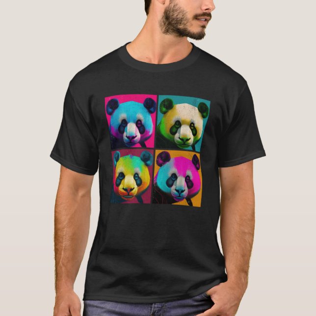 Giant Panda Pop Illustration farbenfrohe Tiermänne T-Shirt (Vorderseite)
