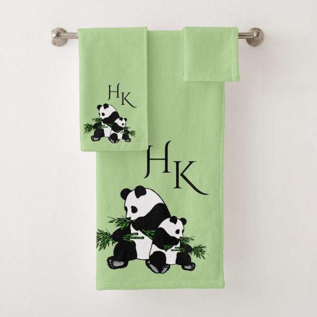 Giant Pandas Monogram Badhandtuch Set (Insitu)