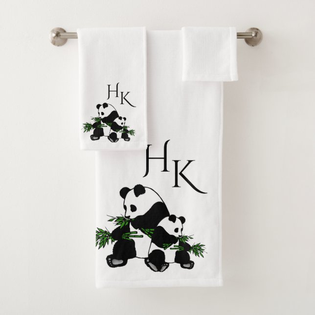 Giant Pandas Monogram Badhandtuch Set (Insitu)