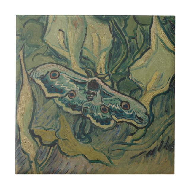 Giant Peacock Moth (1889) von Vincent van Gogh Fliese (Vorderseite)