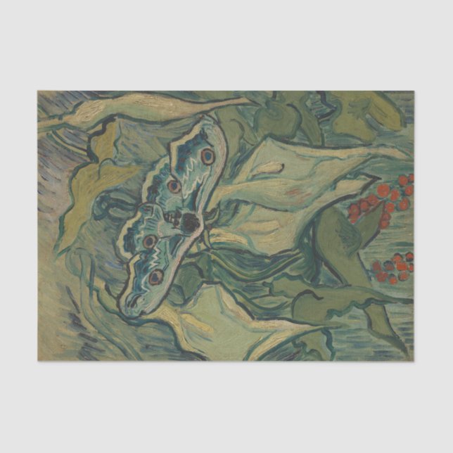Giant Peacock Moth (1889) von Vincent van Gogh Seidenpapier (Vorderseite)