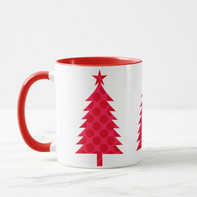 Giant Red Polka Dots Christmas Tree Tasse (Links)