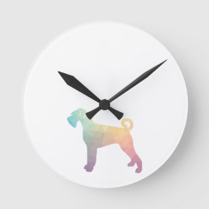 Giant Schnauzer Dog Breed Geo Silhouette Pastel Runde Wanduhr