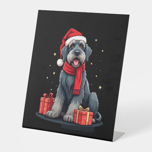 Giant Schnauzer Dog Christmas Parties Holiday Sant Sockelschild (Vorderseite)